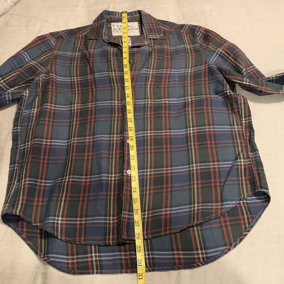 Frank & Eileen Women’s Barry Blue & Orange Plaid Blouse Size Medium Made in USA - Picture 14 of 15
